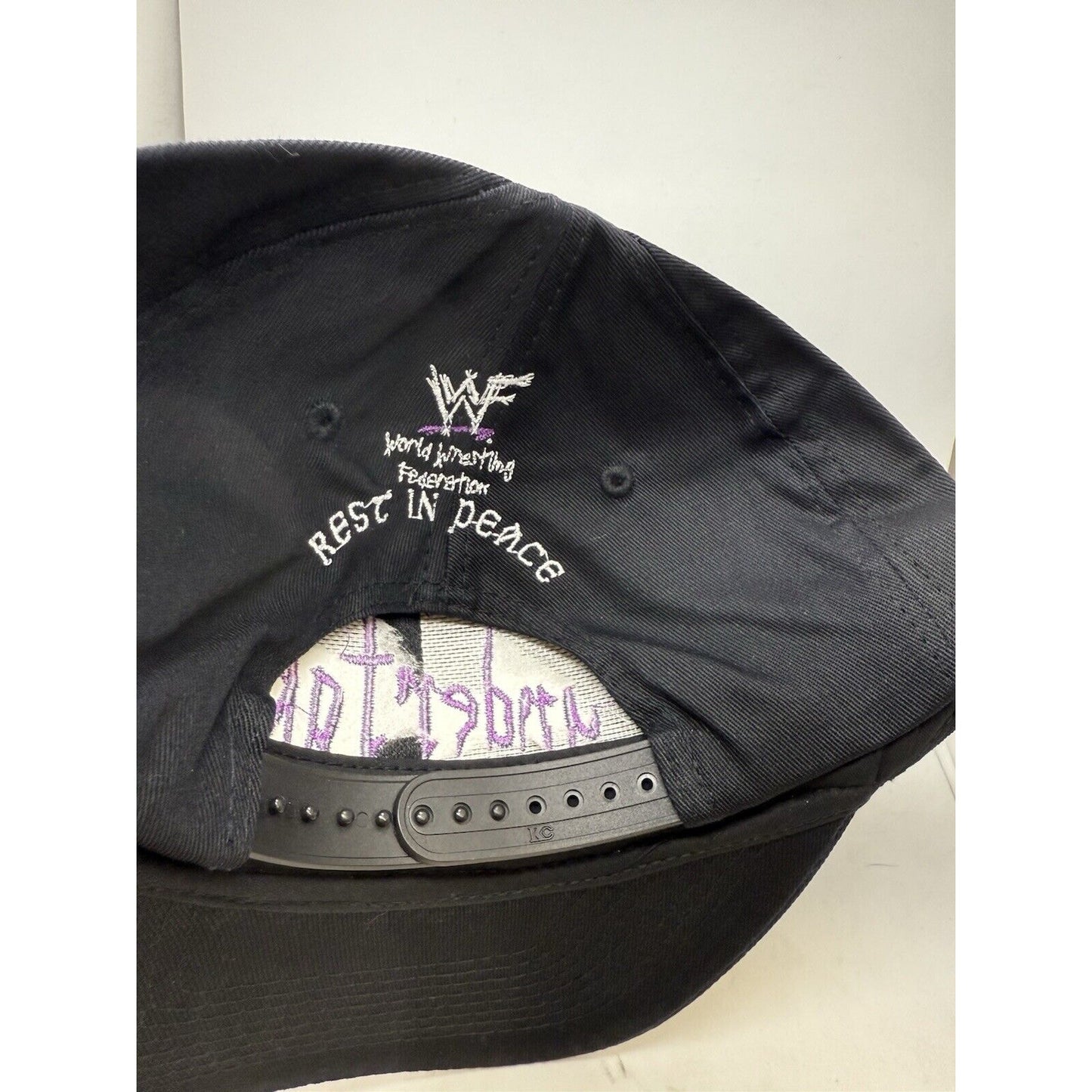 Vintage Undertaker Hat WWF Wrestling Rest In Peace Black KC Tag Snapback Cap