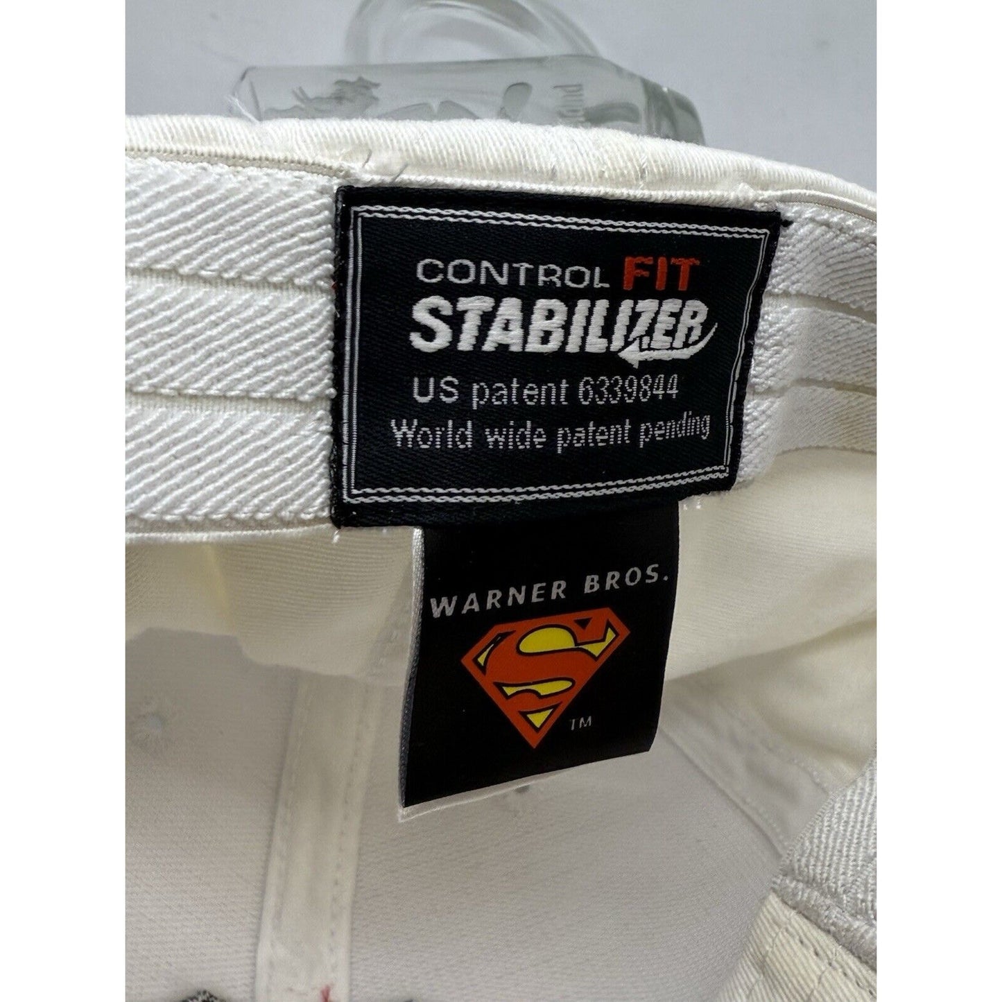 SuperMan DC Comics Warner Bros Control Fit Stabilizer Hat Cap White Stretch Osfm