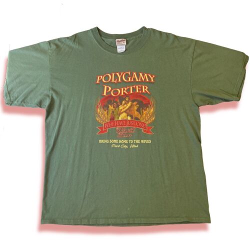 Polygamy Porter Park City Utah Wasatch Beer Graphic Tee Shirt Short Sleeve XL