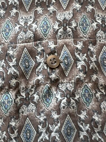 Colore Italia SILK Short Shirt ButtonUp Shirt Men M Brown Sharp Paisley Diamond