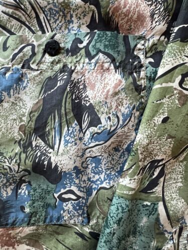 Summa SILK  Shirt Mens L Long Sleeve Button Up Abstract Art Floral Thin Summer