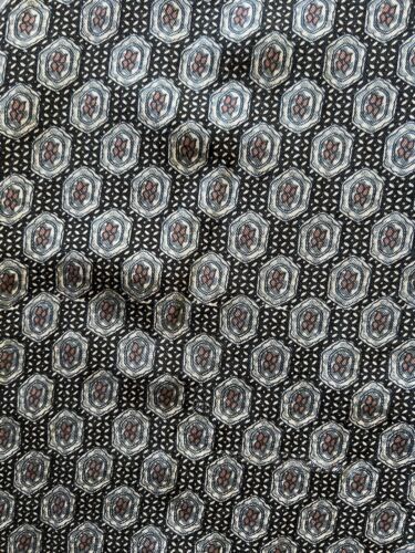 Colore Italia Mens Shirt Silk Short Sleeve Black Tan Geometric Button Up Size L