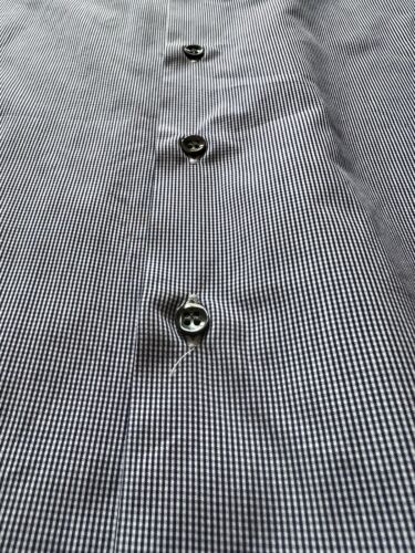 Giorgio Armani Dress Shirt Men 15 1/2 Black White Check Button Up Long Sleeve