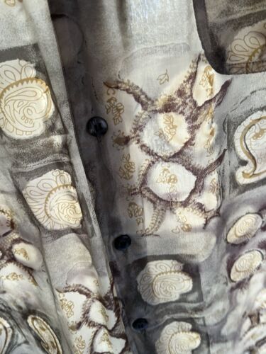 Summa Silk Paisley Bubbles Mens Silk Shirt Button Up Size Large Beige Light Thin