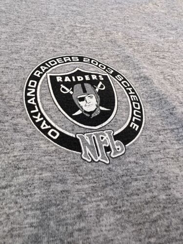 2003 Oakland Raiders Schedule Tshirt Crewneck RARE  Mens Gray Tee