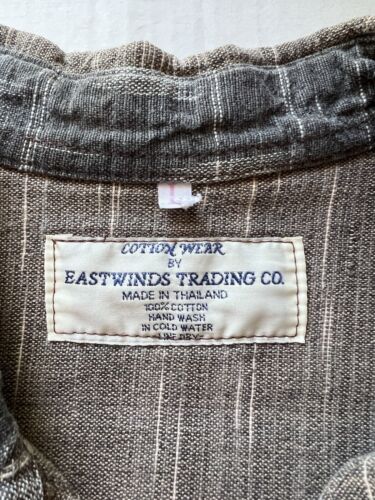 VTG East Winds Trading Co Cotton Wear Mens Button Up Brown Medium Ikat Pattern