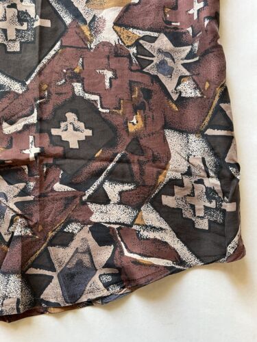 VTG Jenny; Jeff 100% SILK Mens Button Up Shirt Geometric Abstract XL Brown Beige