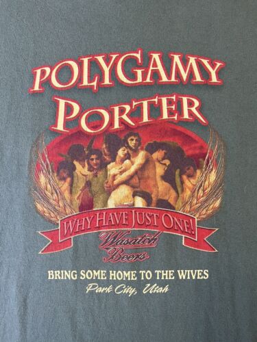 Polygamy Porter Park City Utah Wasatch Beer Graphic Tee Shirt Short Sleeve XL