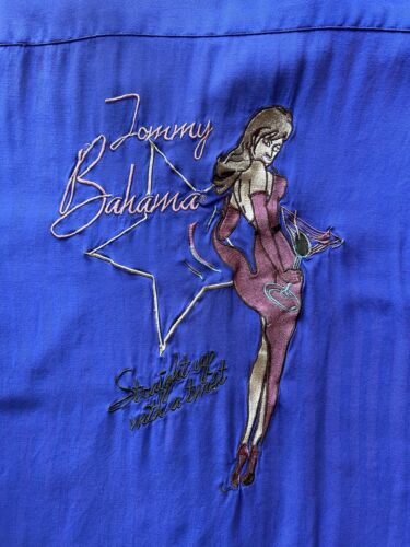 Tommy Bahama Straight Up With A Twist Embroidered PinUp Girl Men's Silk shirt