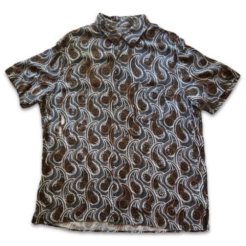 Tasso Elba Island Silk Blend Shirt Mens XL Paisley NWT Brown White Short Sleeve