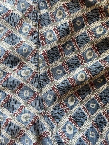 Vintage Chiamare SILK Shirt Mens Medium Blue Diamond Geometric SHORT SLEEVE Thin