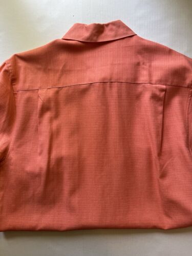 Jamaica Jaxx  100% Silk Button Up Shirt Mens Medium Short Sleeve Orange Pocket