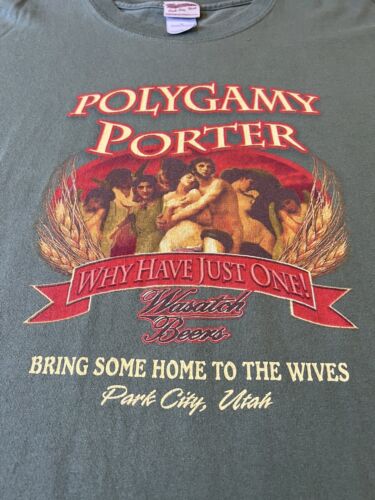 Polygamy Porter Park City Utah Wasatch Beer Graphic Tee Shirt Short Sleeve XL