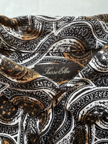 Tasso Elba Island Silk Blend Shirt Mens XL Paisley NWT Brown White Short Sleeve