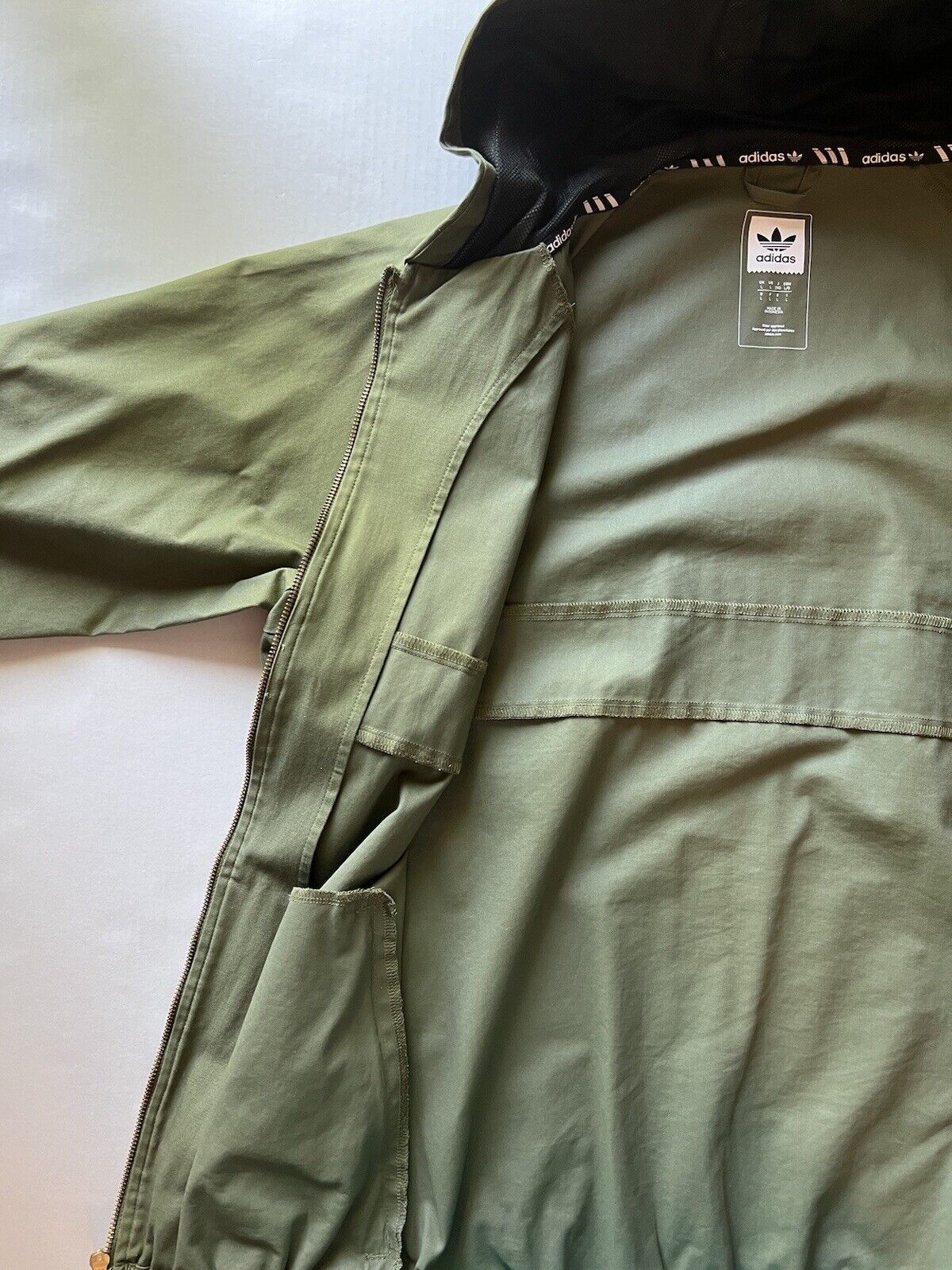 ADIDAS BB WIND Hooded JACKET SKATEBOARDING ARMY GREEN GOLD FULL ZIP Large