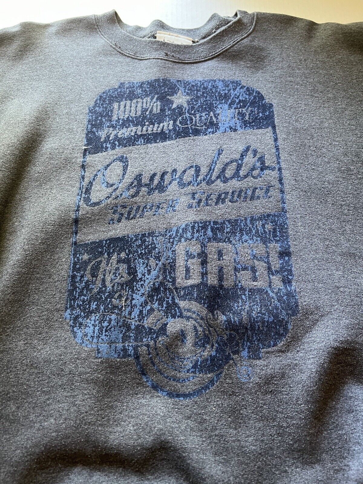 Disneyland Oswald Crewneck - Men's Large, Grey. Its Gas DCA Disney Super Service