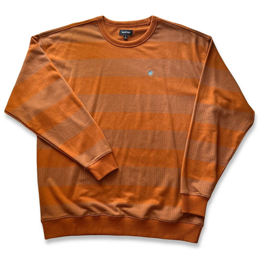 Brixton Sweatshirt Men L Orange Pullover Long Sleeve Round Neck Recycled Cotton