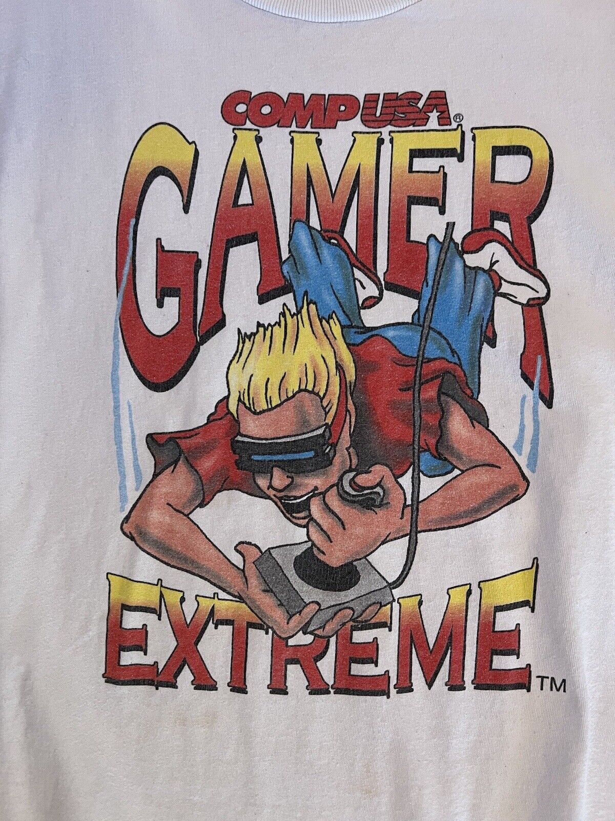 Vintage VTG COMP USA Gamer Extreme VIDEO GAME Shirt XL Retro White T-Shirt