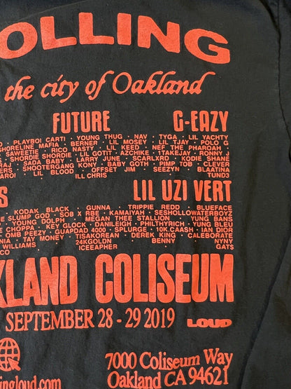 2019 Rolling Loud Mens T Shirt Long Sleeve Bay Area 510 Festival Oakland Size M