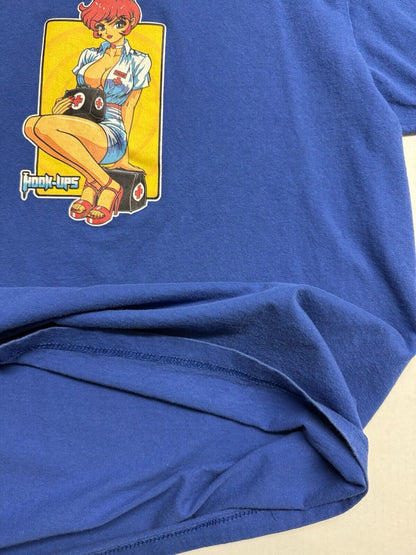 Hook-Ups Skateboard “Nurse Trixie” Blue Vintage TShirt Men's Large JK Industries