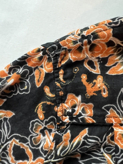 Margaritaville Orange And Black Button Up Shirt Awesome Halloween Hawaii Floral