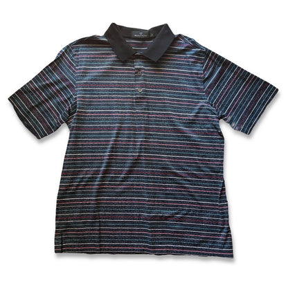 BUGATCHI UOMO Small Mens Golf Polo Short Sleeve   Striped Flowers Unique Design