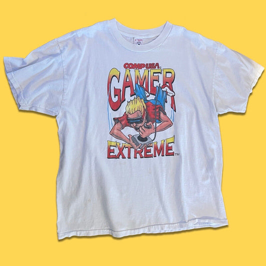 Vintage VTG COMP USA Gamer Extreme VIDEO GAME Shirt XL Retro White T-Shirt