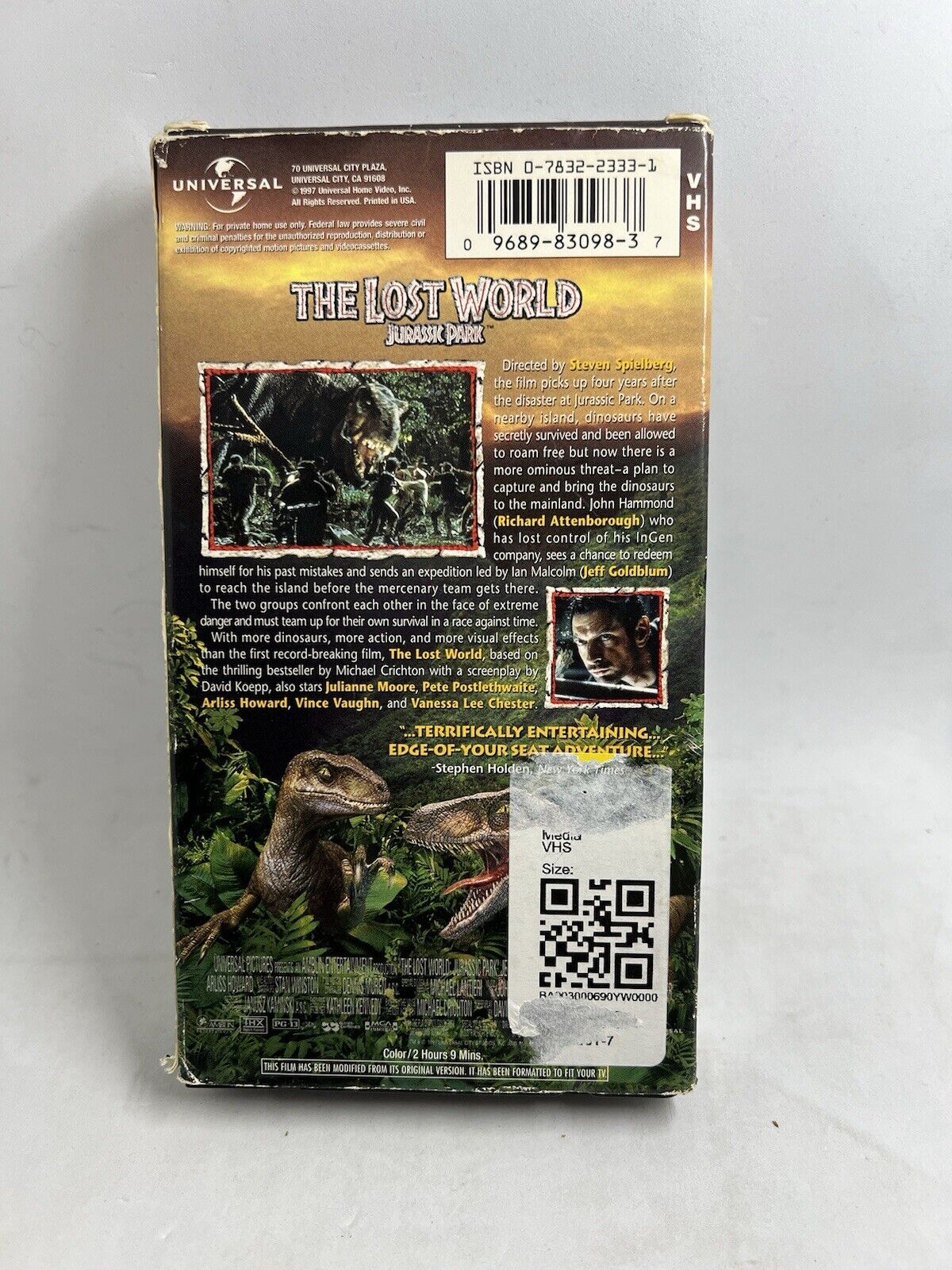 The Lost World: Jurassic Park (VHS, 1997) Tested Dinosaurs Vintage 90’s T-rex