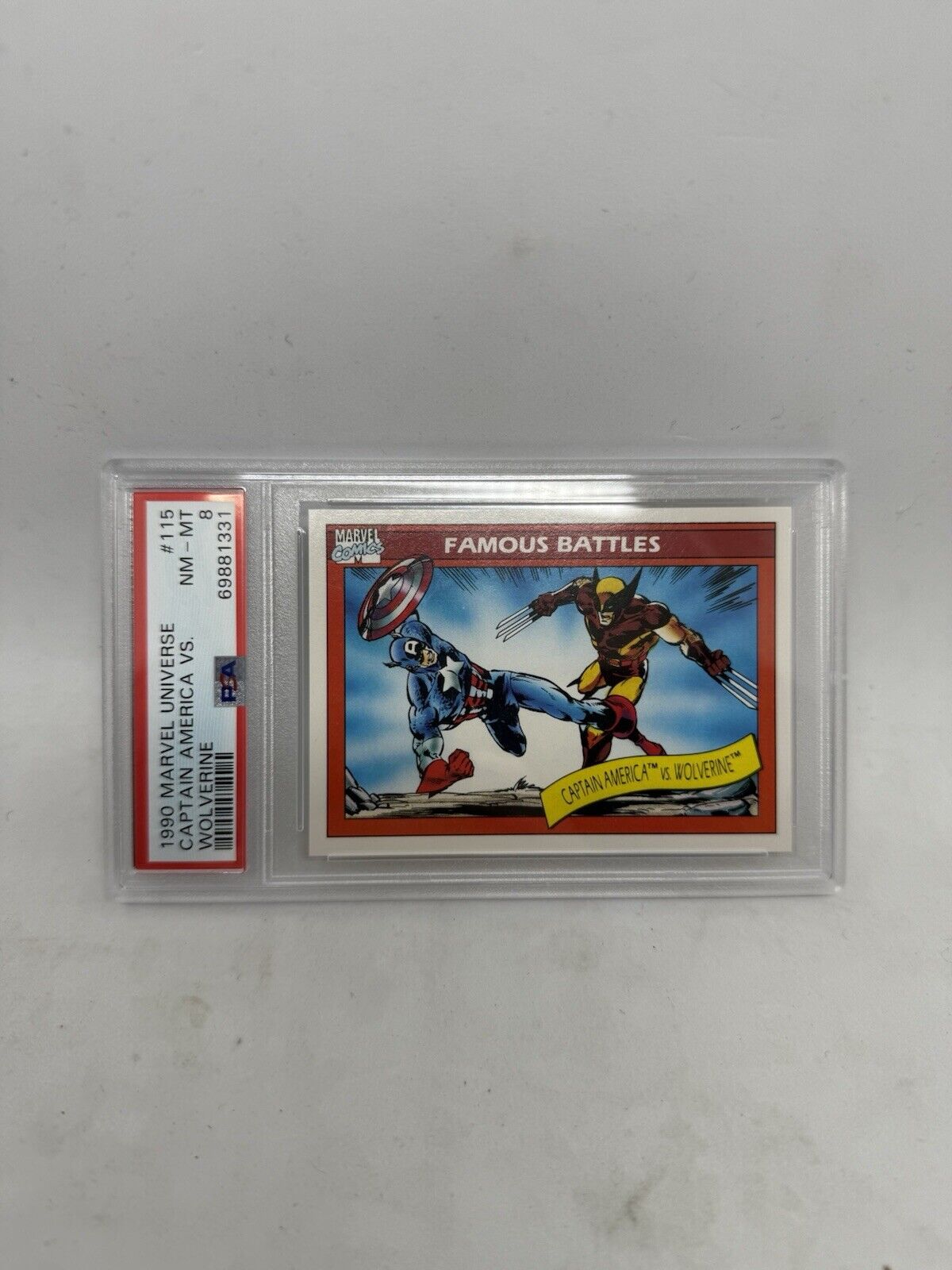 1990 Impel Marvel Universe Famous Battle #115 Captain America Vs Wolverine PSA 8