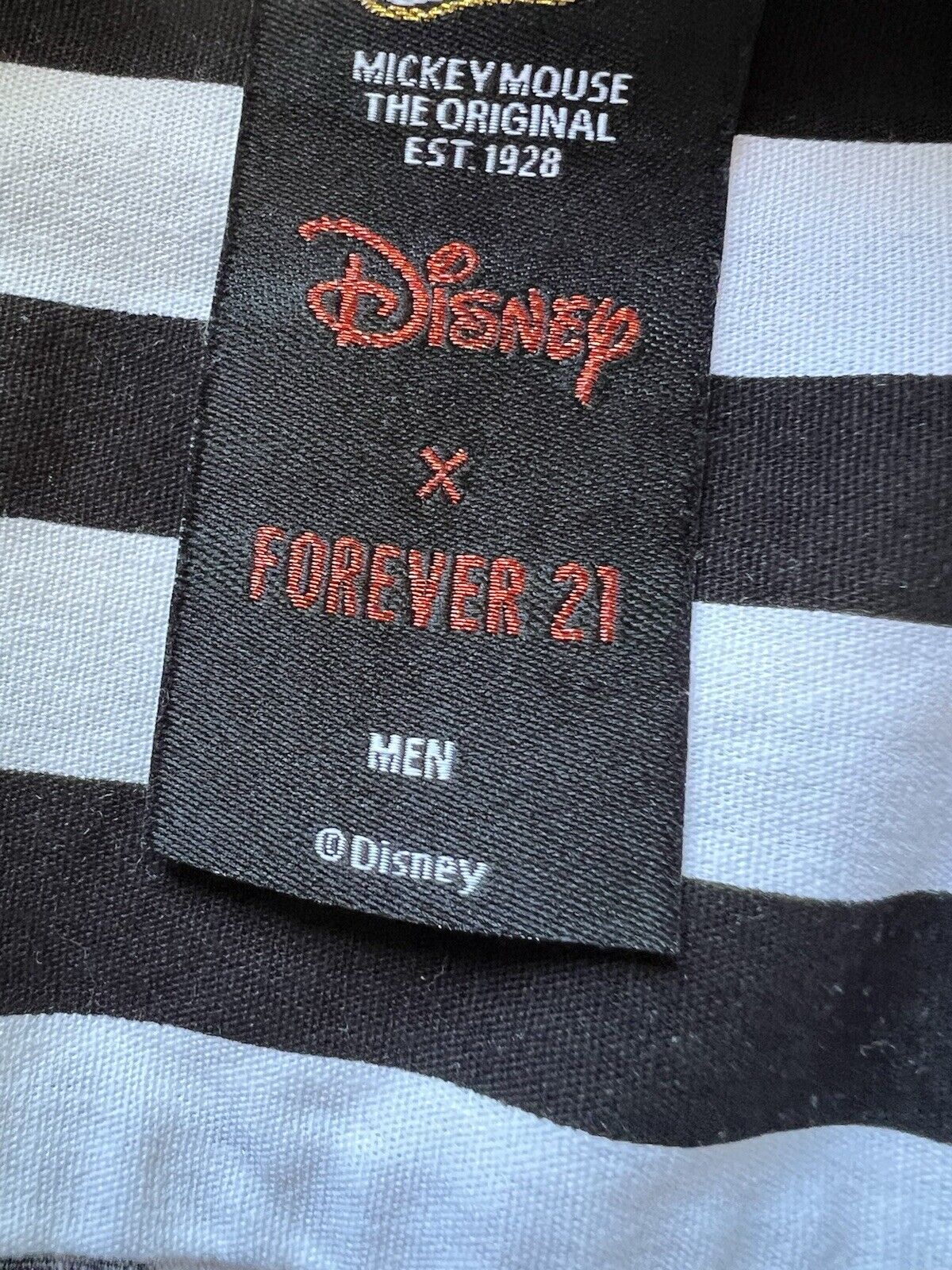 Disney X Forever 21 Mickey Mouse Men Medium Black White Verticle Stripes Japan