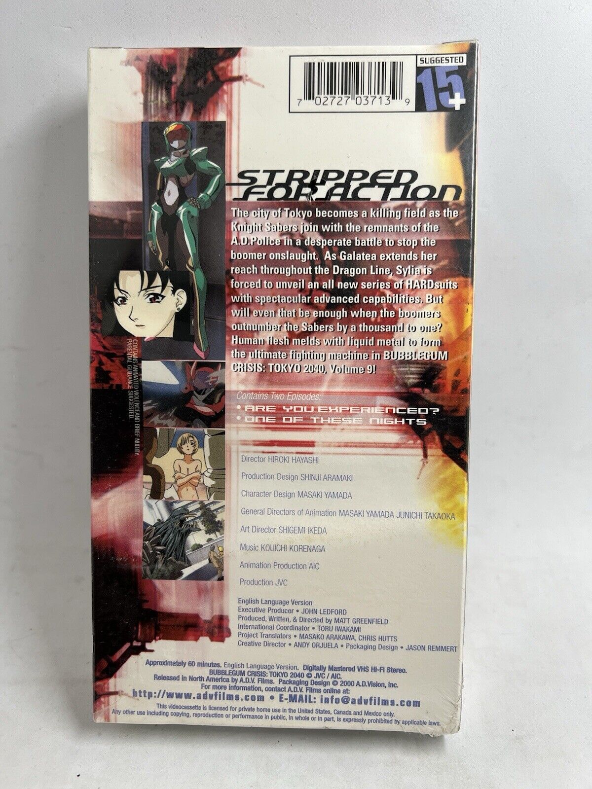 Bubblegum Crisis: Tokyo 2040 | Vol 9: Kill Zone (VHS, 2000, Dubbed) ADV Film 15+