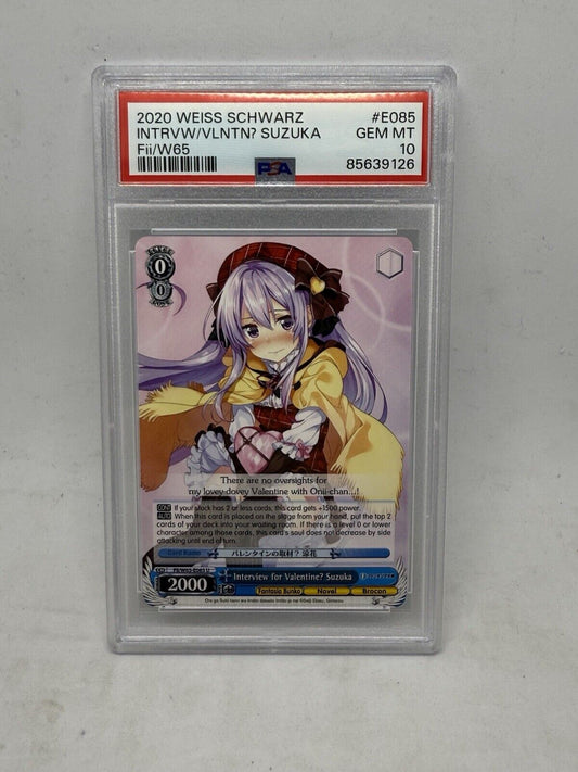 2020 WEISS SCHWARZ INTRVW/VLNTN? SUZUKA Fii/W65 PSA #E085 GEM MT 10 Anime Waifu