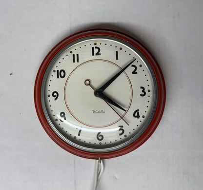 VTG 7" Westclox S8 Electric Red, Retro Class Trim Kitchen Wall Clock, Read Notes