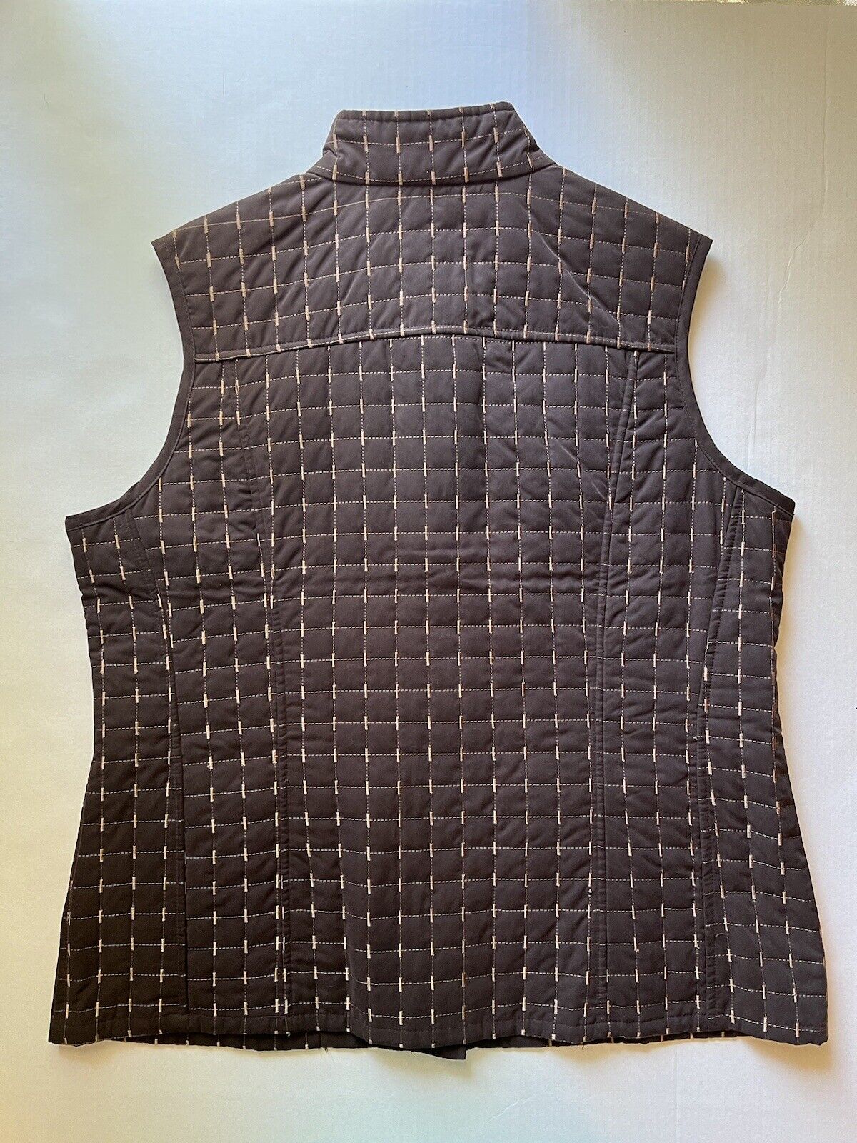 Harvè Benard Quilted Lightweight Brown Soft Smooth Vest, Women's Medium Pockets