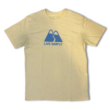 Live Simply Mountain Patagonia T-Shirt Size Large T Shirt Yellow Recycled Mens