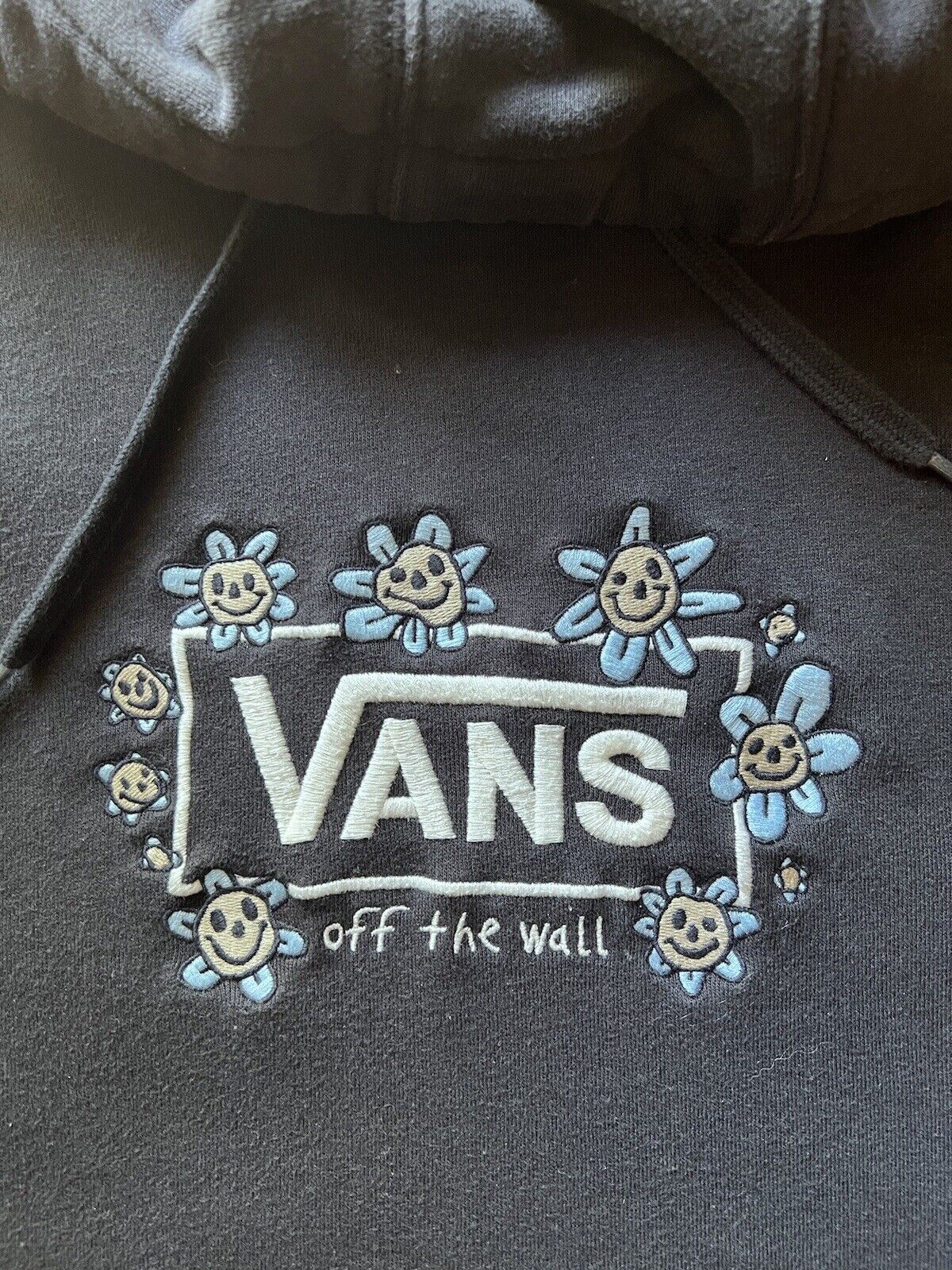 VANS Trippy Grin Fleece Pullover Hoodie Men’s Large Black Floral Stoner. L