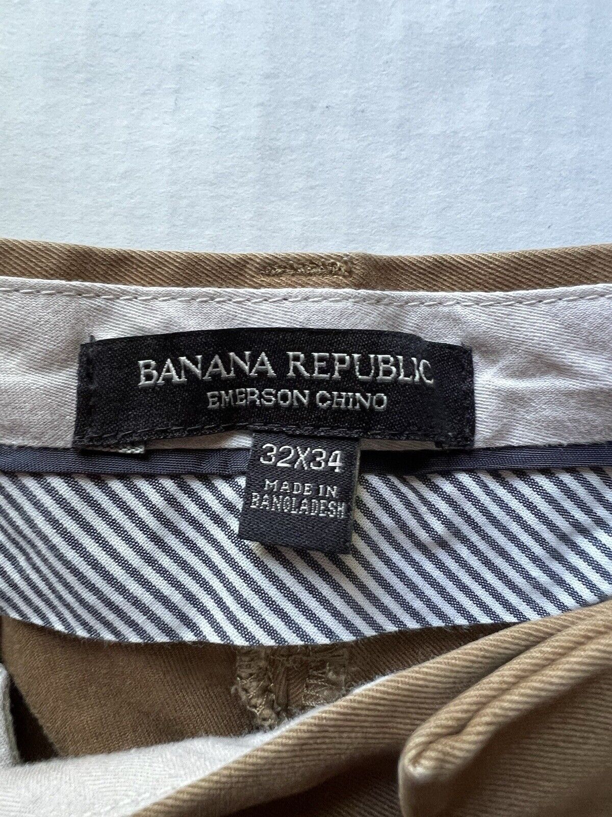 Banana Republic Emerson Chino Pants Mens 32x34 Brown Tan Khaki Straight Low Rise