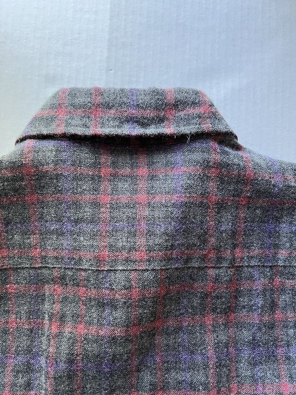 VTG Sears Roebuck Co. Single Needle Tailoring Plaid Gray Flannel Shirt Large