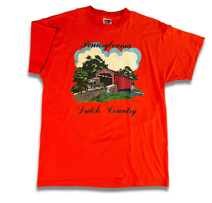 NWOT 2001 Pennsylvania Dutch Country Nature Wagon Graphic Shirt  L Orange