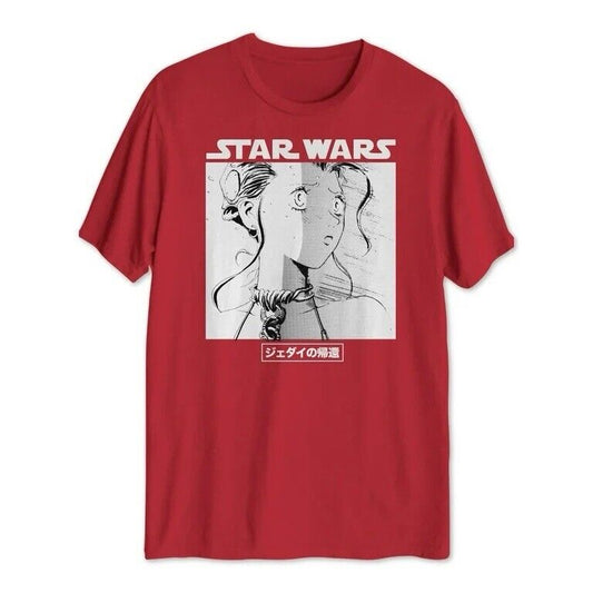 Star Wars Men's Anime Red Leia Manga Graphic T-Shirt Slave Waifu Short Sleeve