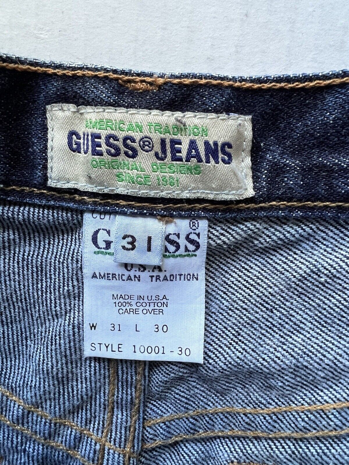 Vintage Guess American Tradition Jeans Mens 31x30 Blue USA Made 10001- 30