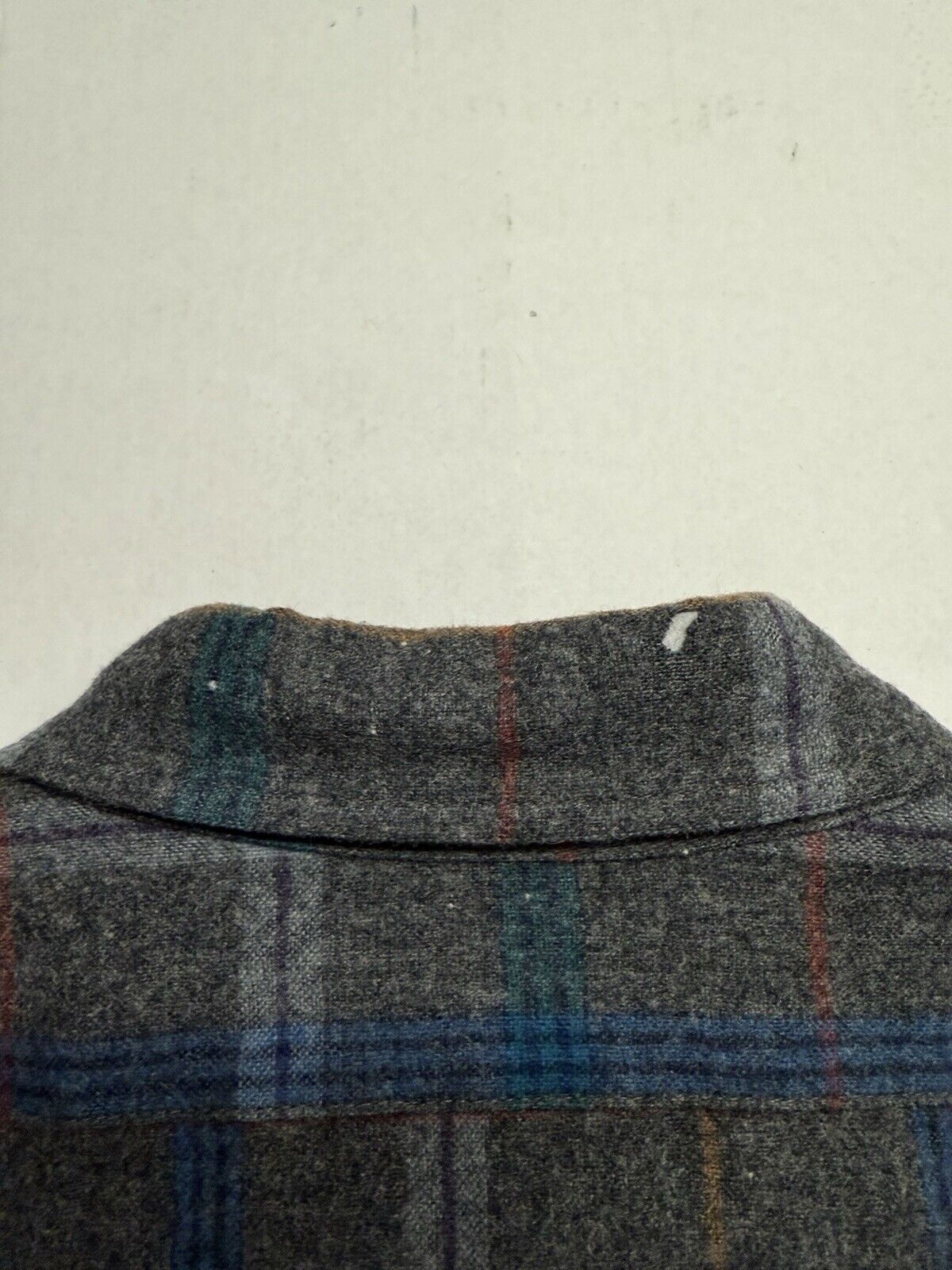 Vintage Pendleton Flannel Shirt Men Grey Pin Stripe Wool Plaid Large Pocket USA