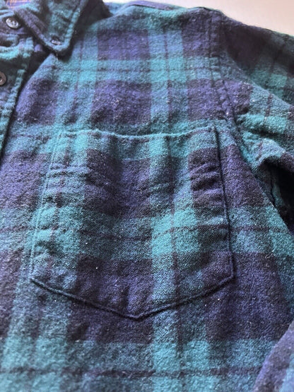 Vintage Pendleton Flannel Shirt Mens Blue Green Wool Plaid Small USA