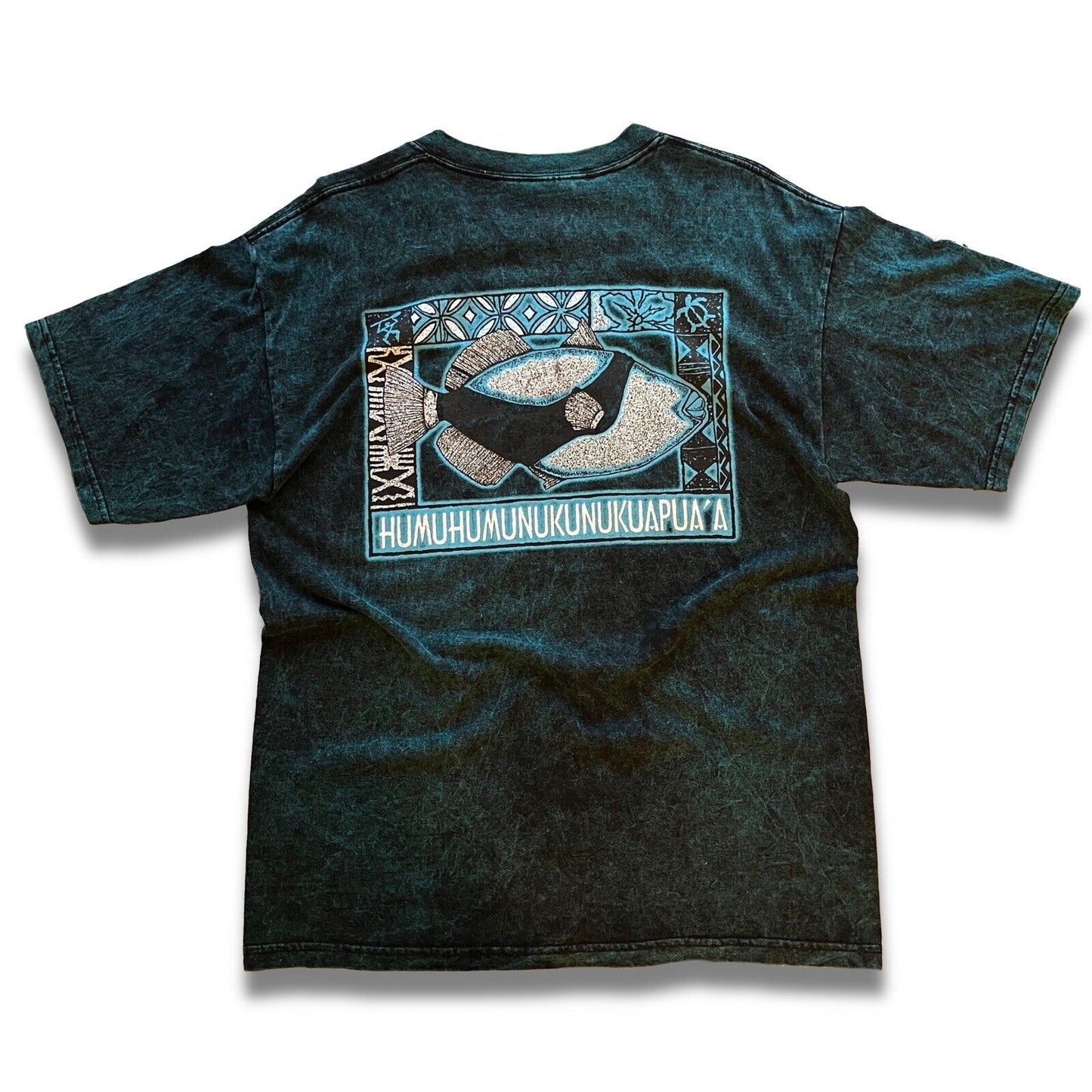 Vintage Alstyle Lava Blues HUMUNUMUNUKUNUKUAPUA’A Hawaii Men's Large Blue