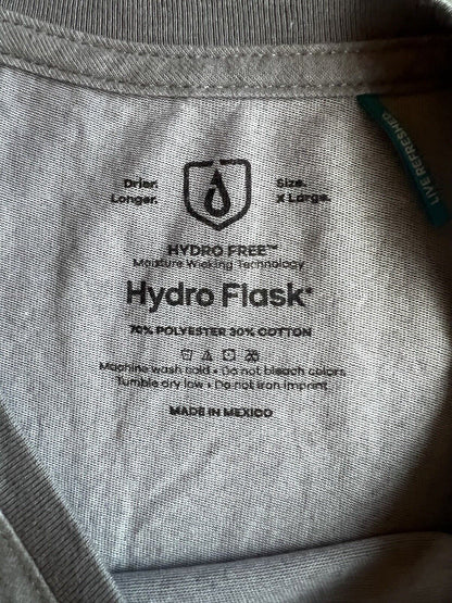 Hydro Flask Women's MOISTURE WICKING Grey Logo T-Shirt Sz XL Hiking Camping SS