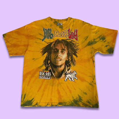 Vintage Bob Marley Tie Dye Crewneck T-shirt Rasta Man Embroidered Rare Yazbek XL