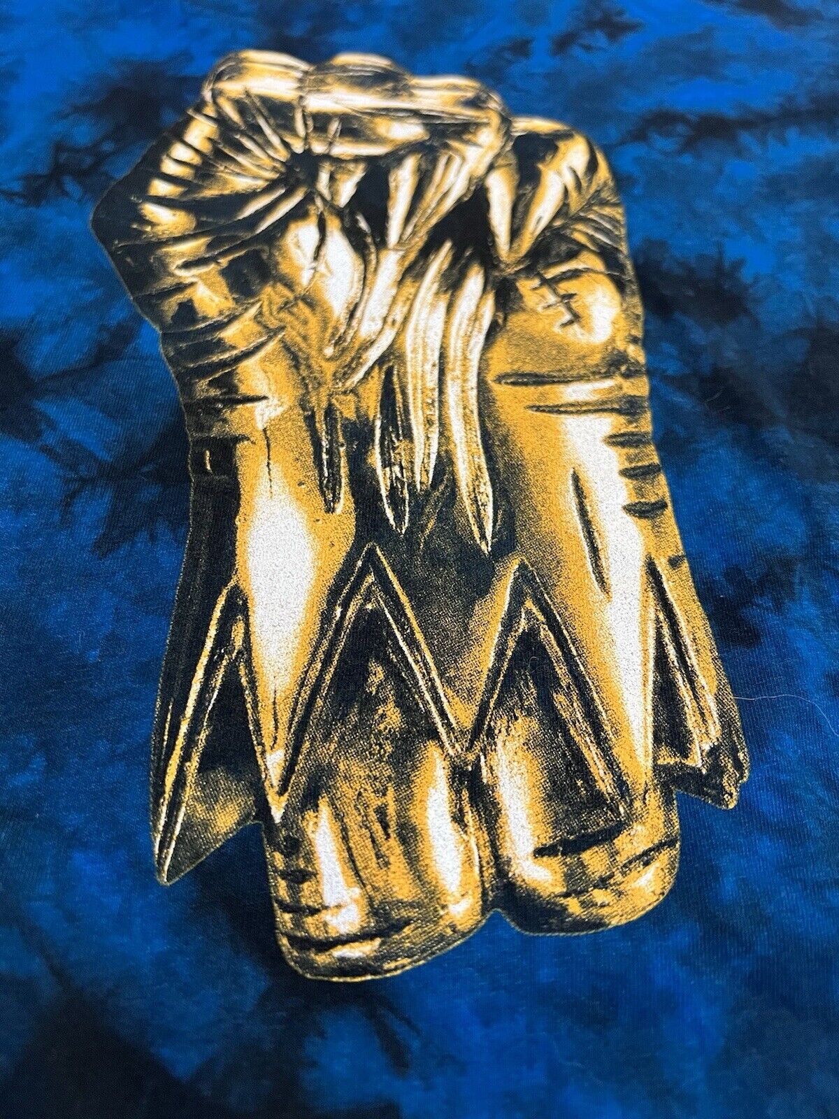 Run The Jewels Golden Fist Blue Washed Tie Dye Tshirt Killer Mike Hip Hop Mens S