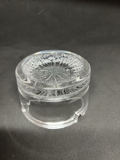 Vintage Ashtray Crystal Clear Glass Textured Bottom Classy Heavy Quality Lounge