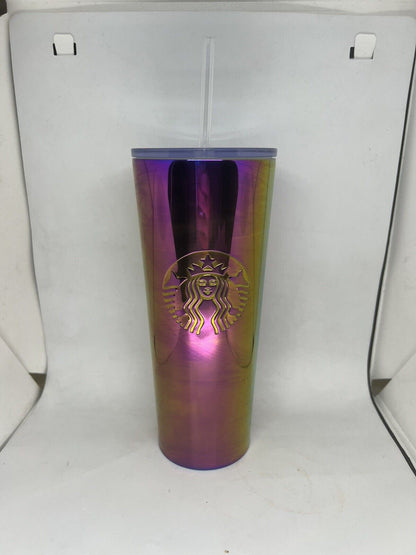 Rare Starbucks Iridescent Rainbow Purple Oil Slick Stainless Steel Tumbler 24oz