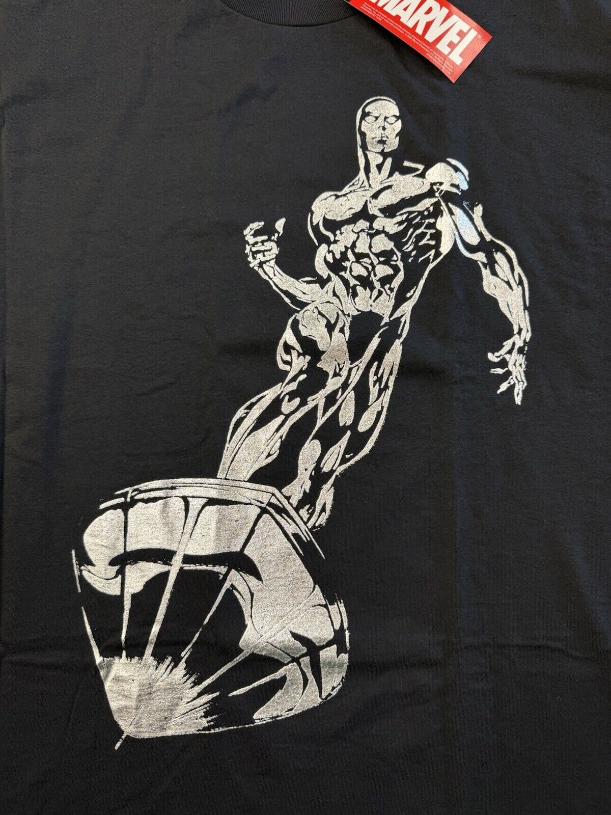 NWT Vintage Marvel Mad Engine Silver Surfer T Shirt Adult XLarge Black Men Metal